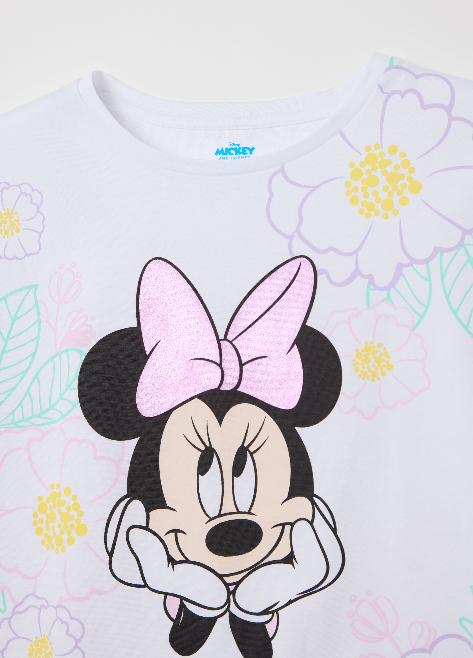 White and green cotton pyjamas with Minnie Mouse print