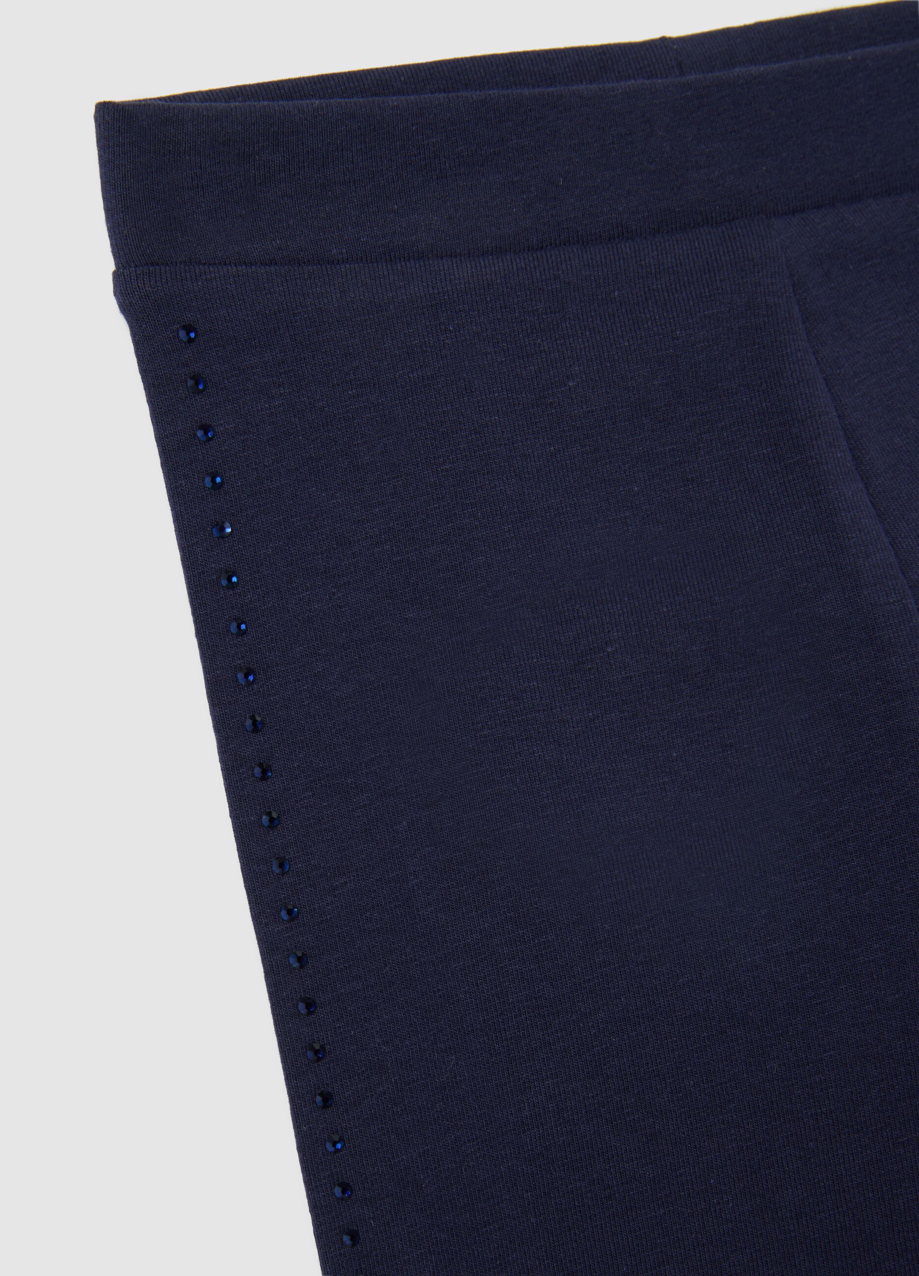 Girls' Blue Stretch Cotton Leggings