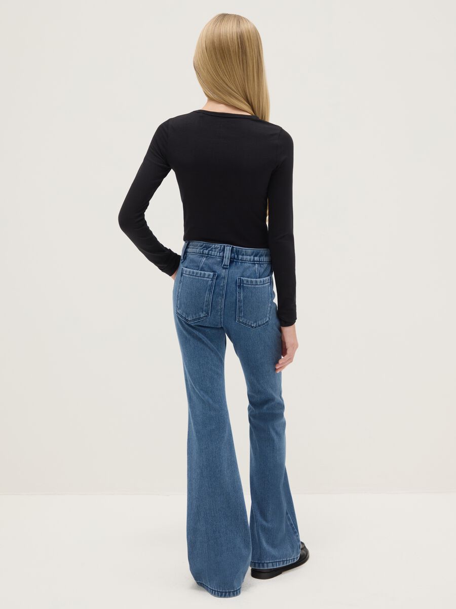 Jeans in denim blu flare fit per ragazza_1