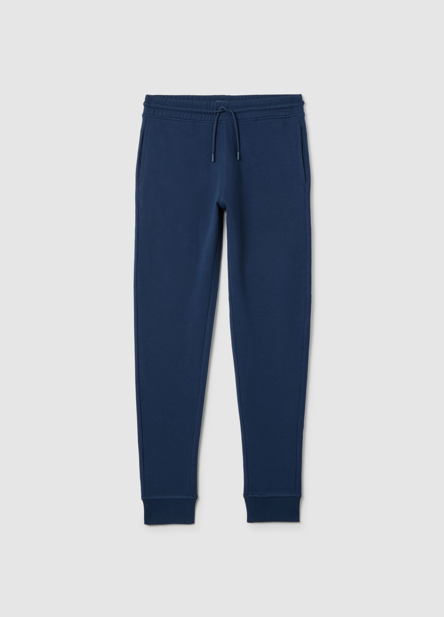 Boys' blue pure cotton jogger trousers with regular fit