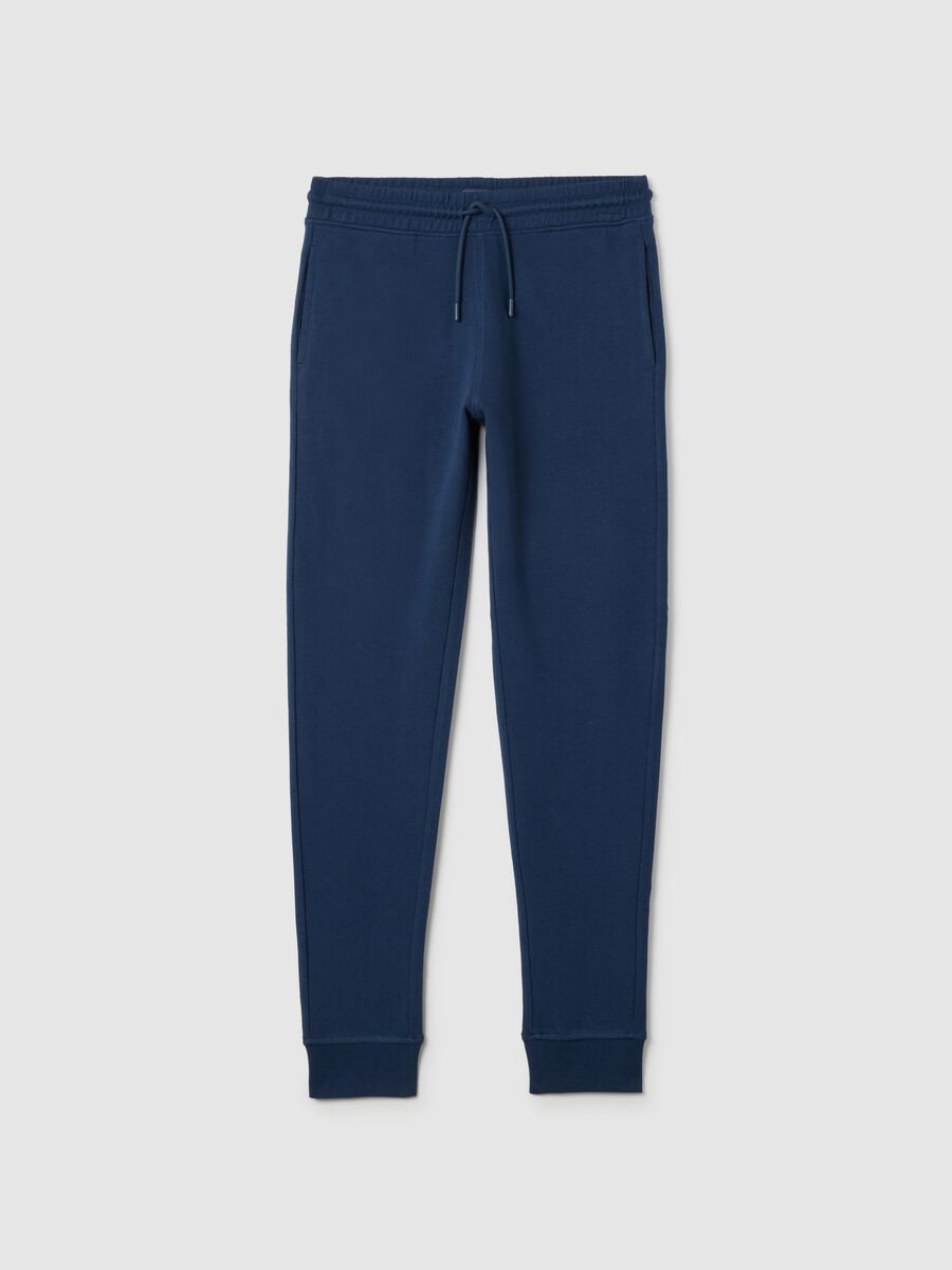 Boys' blue pure cotton jogger trousers with regular fit_0