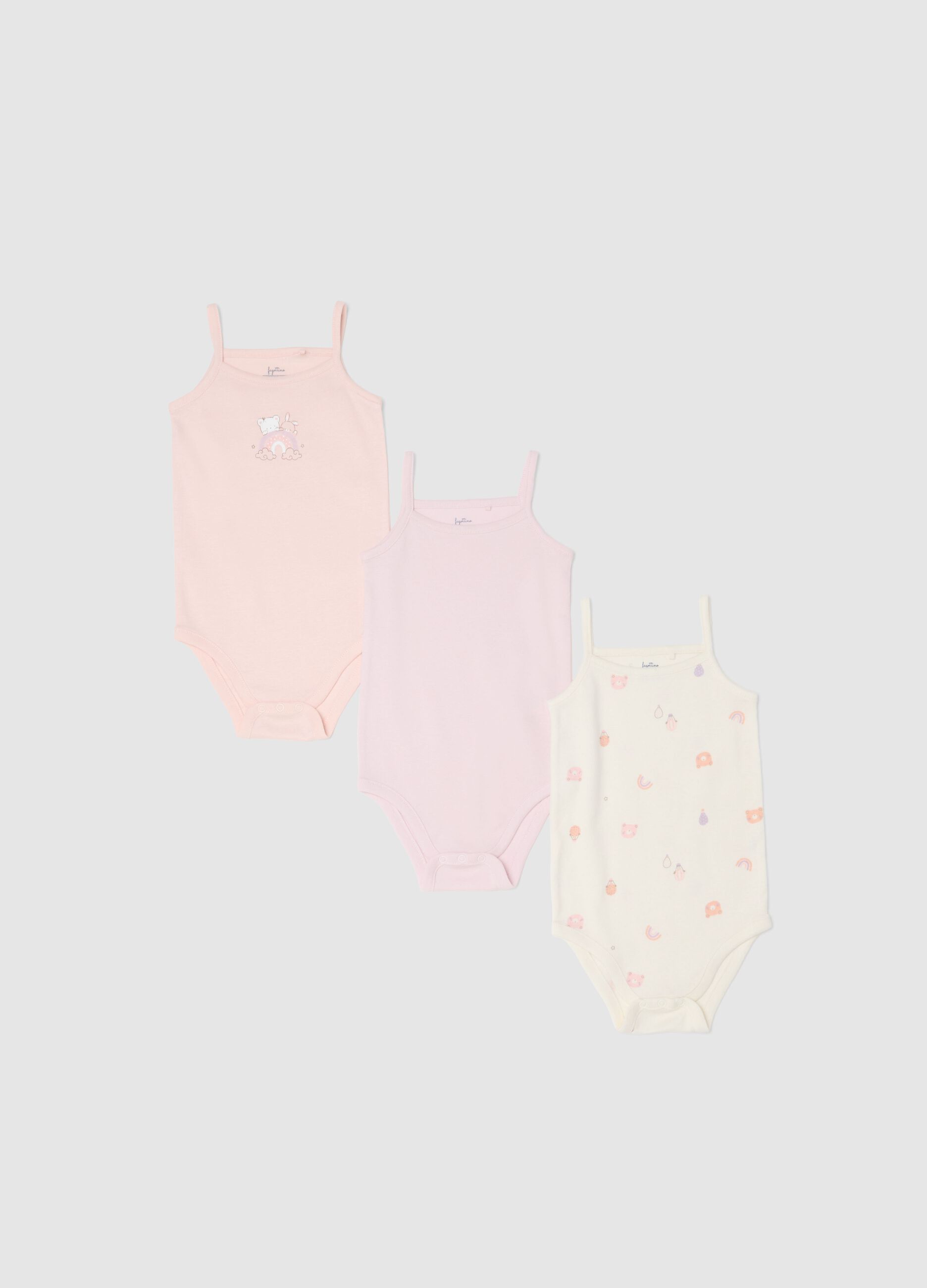 Multicolour pure organic cotton bodysuit tripack for baby girls