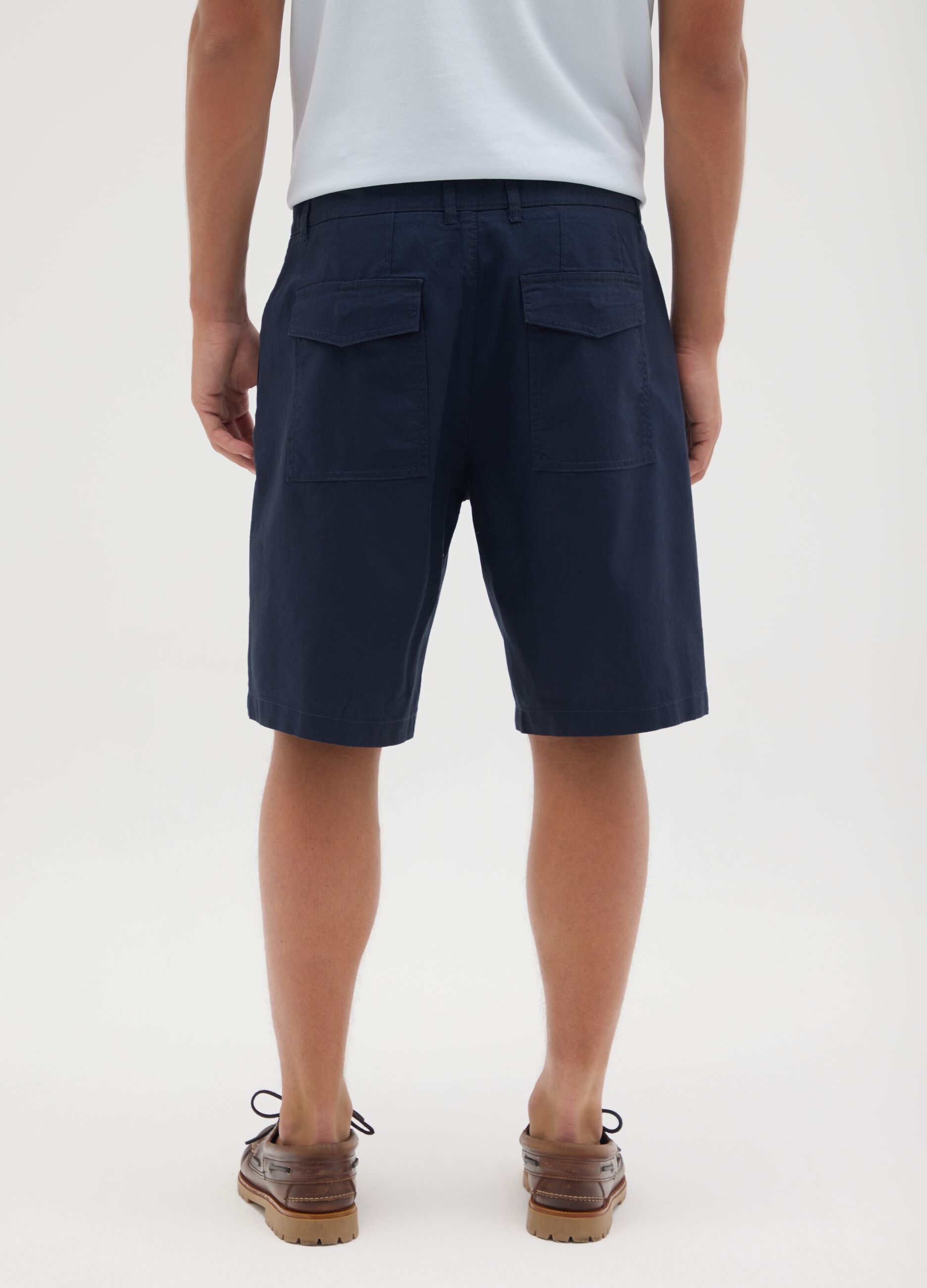 Men's regular fit blue cotton blend shorts