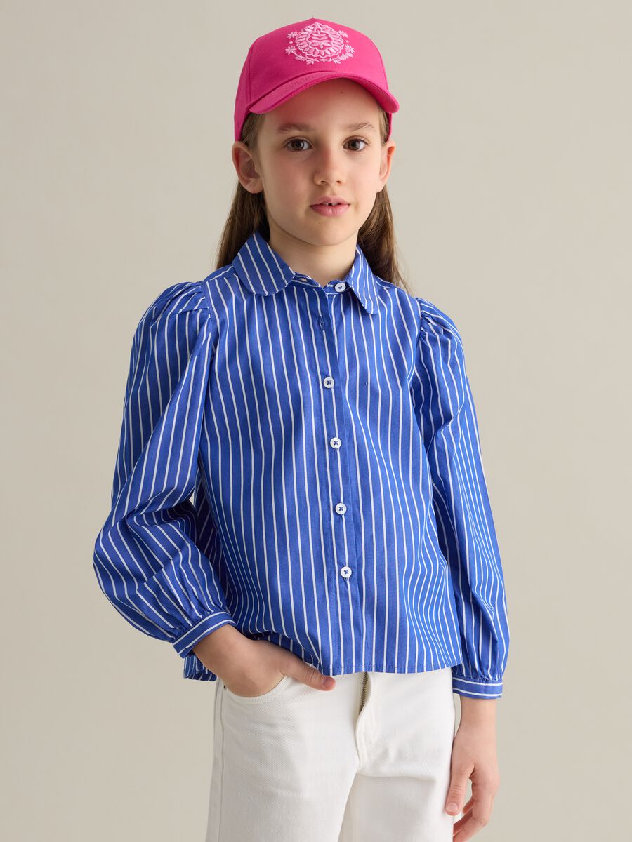 Pink pure cotton girl's cap with embroidery_3