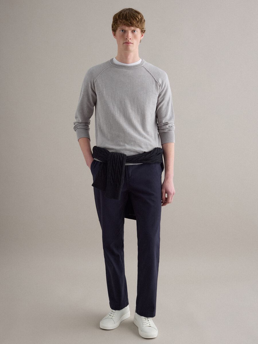 Maglione girocollo in puro cotone grigio regular fit_2