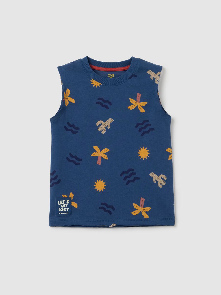 Children's blue pure cotton T-shirt - regular fit_0