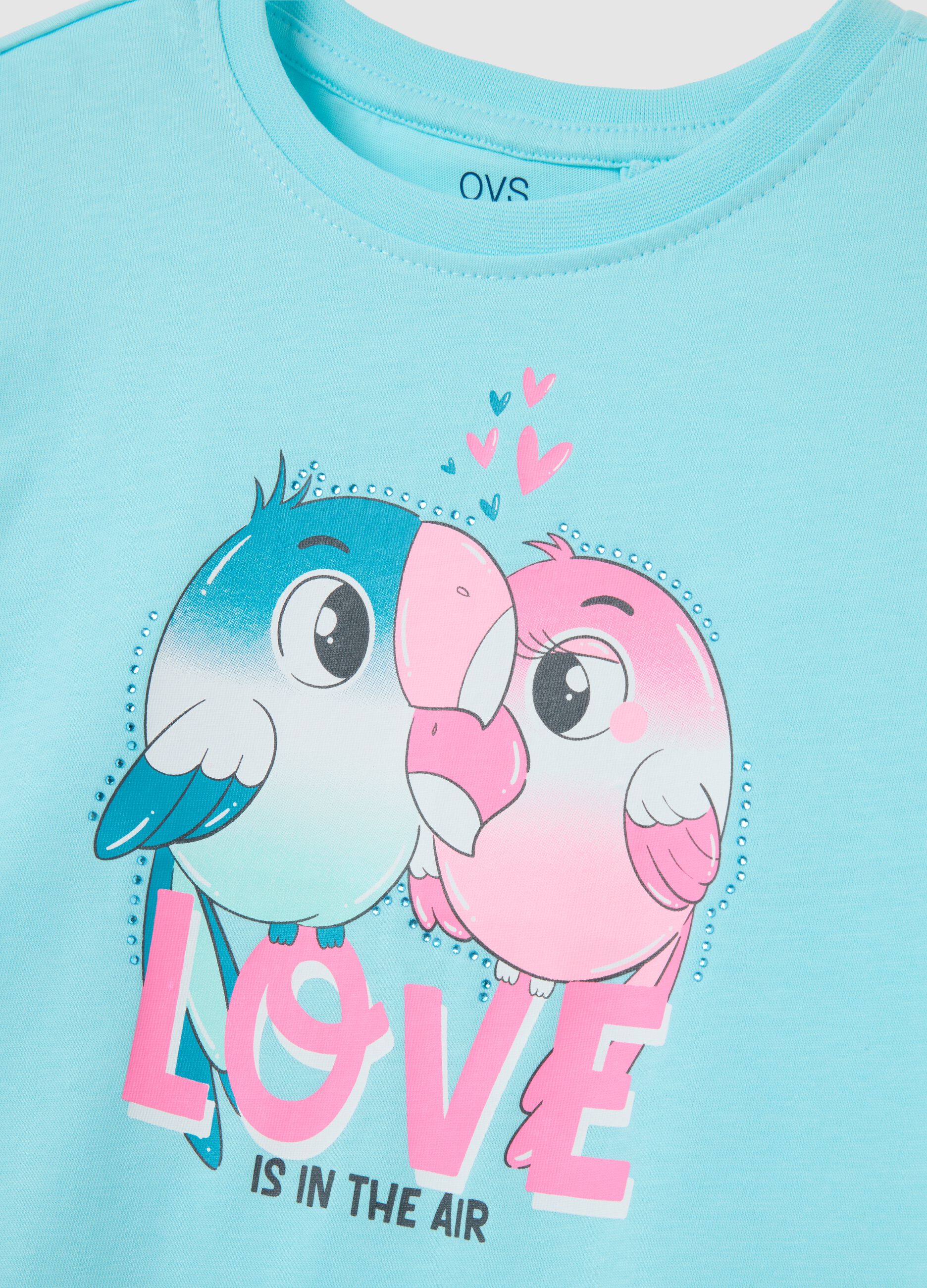 Girl's pure cotton azure t-shirt regular fit with print