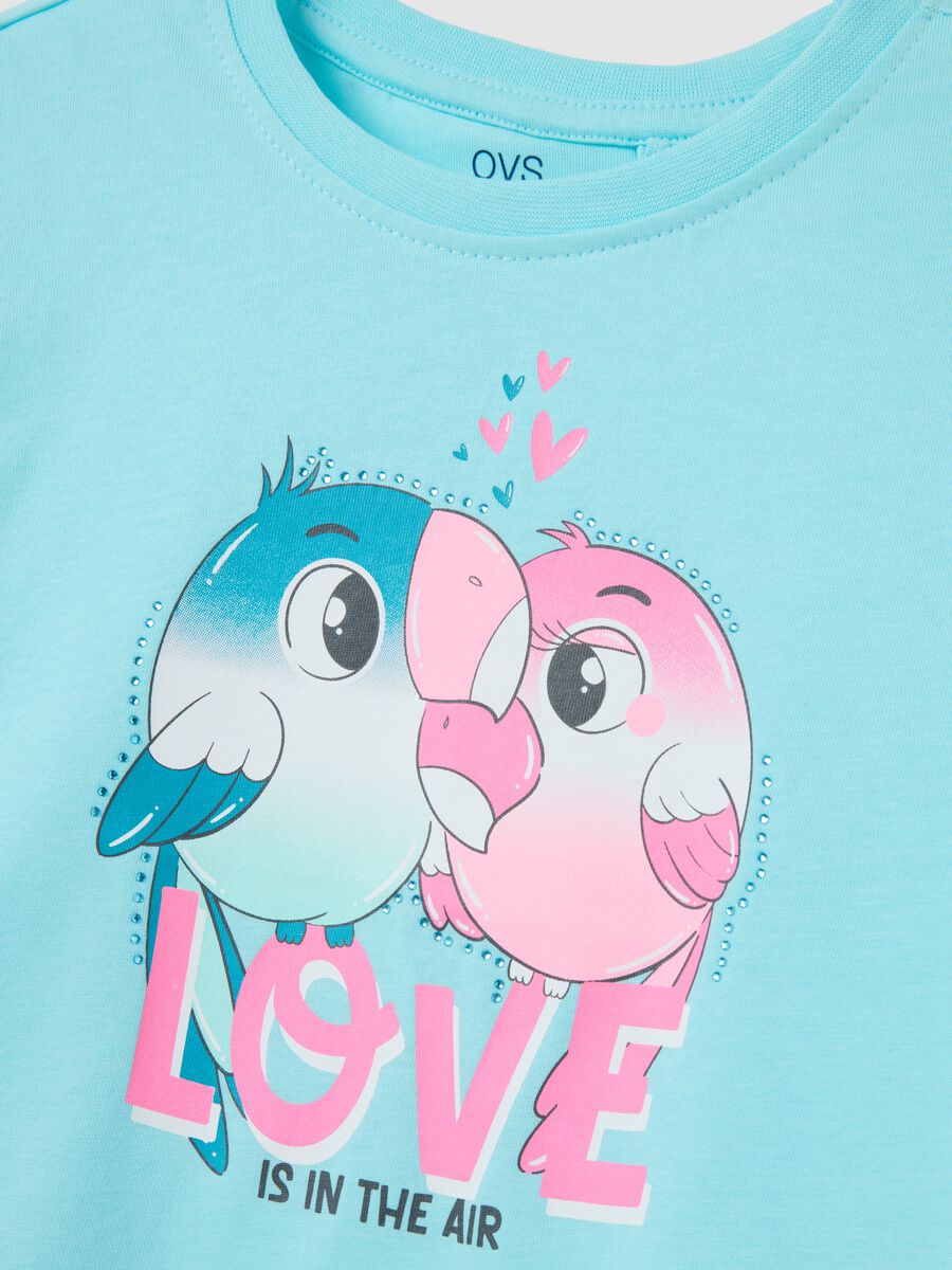 T-shirt da bambina in puro cotone azzurra regular fit con stampa_3