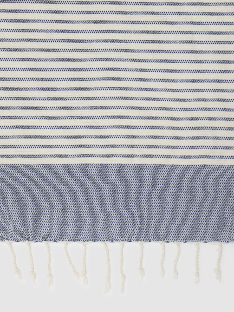 Multicolour pure cotton beach towel with fringes_1