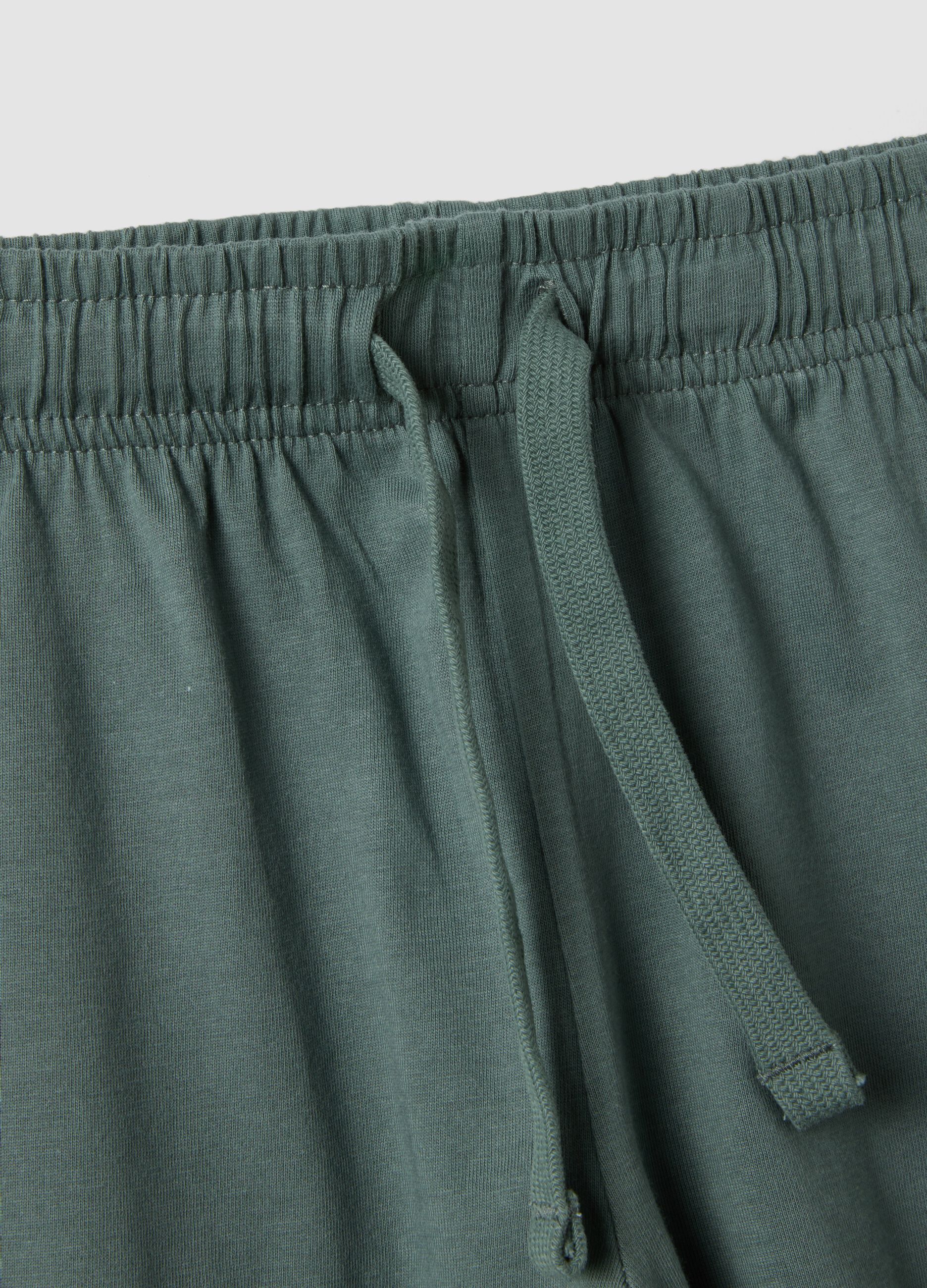 Green organic cotton shorts with elasticated waistband