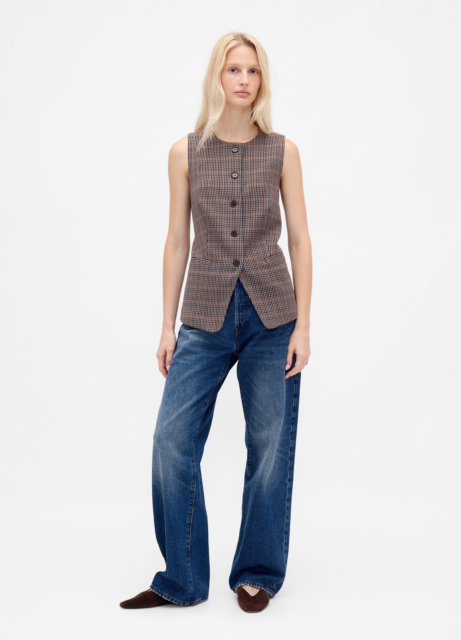Multicolor vest in stretch fabric