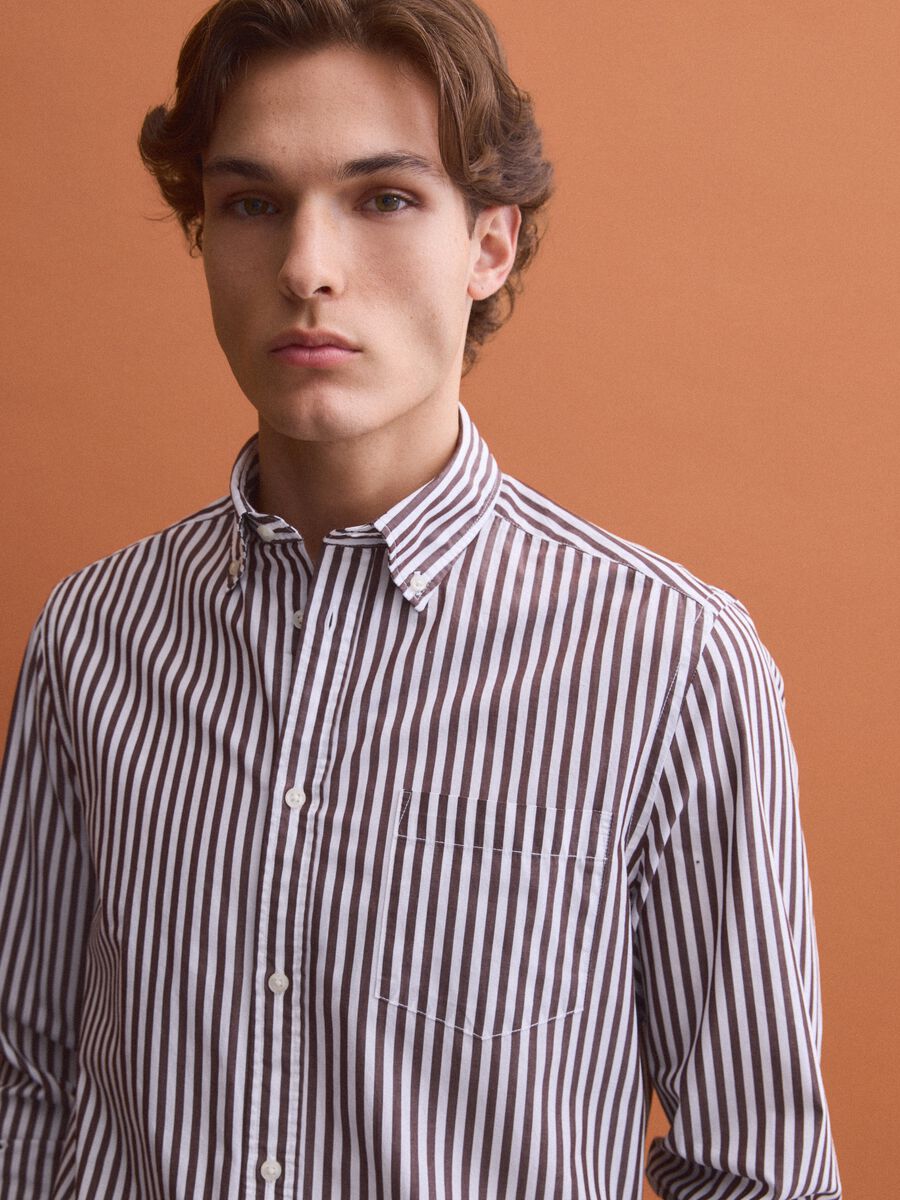 Camicia bianca in popeline di puro cotone a righe regular fit_3