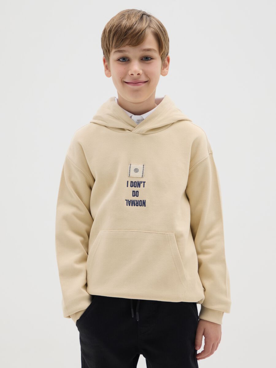 Felpa da ragazzo in cotone beige regular fit_0
