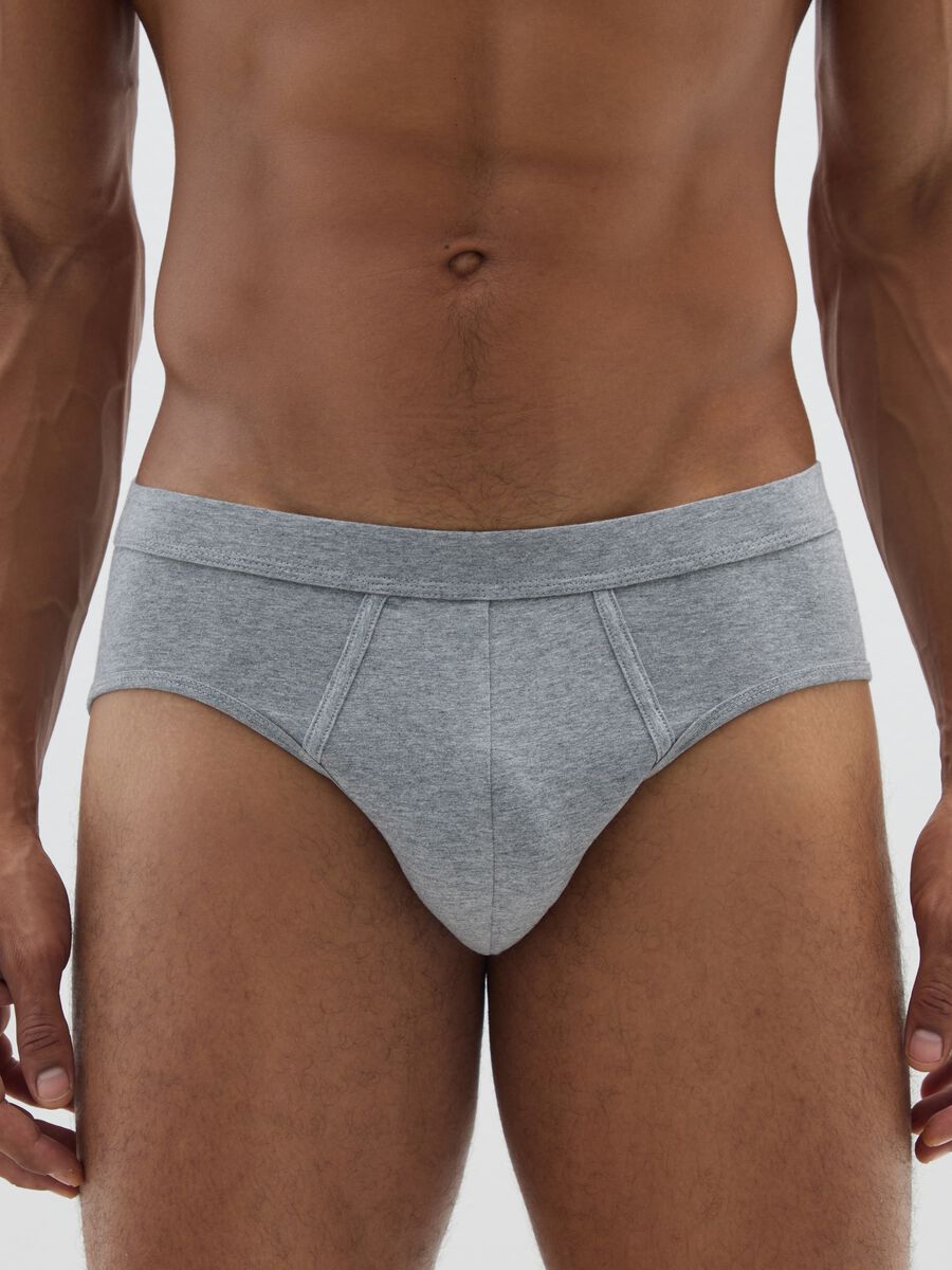 Twin-pack elastic cotton grey briefs_1