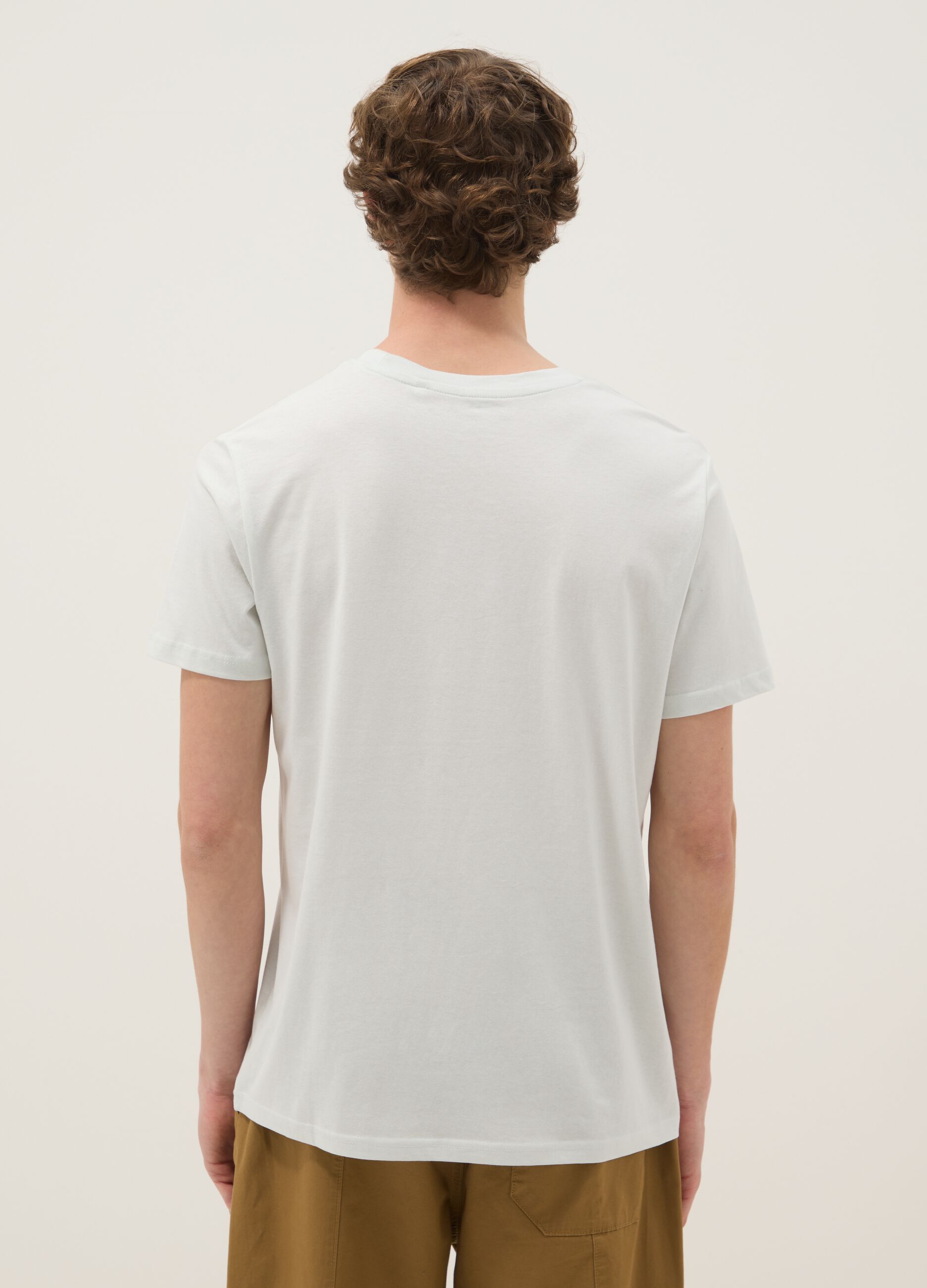 White printed pure cotton regular-fit T-shirt