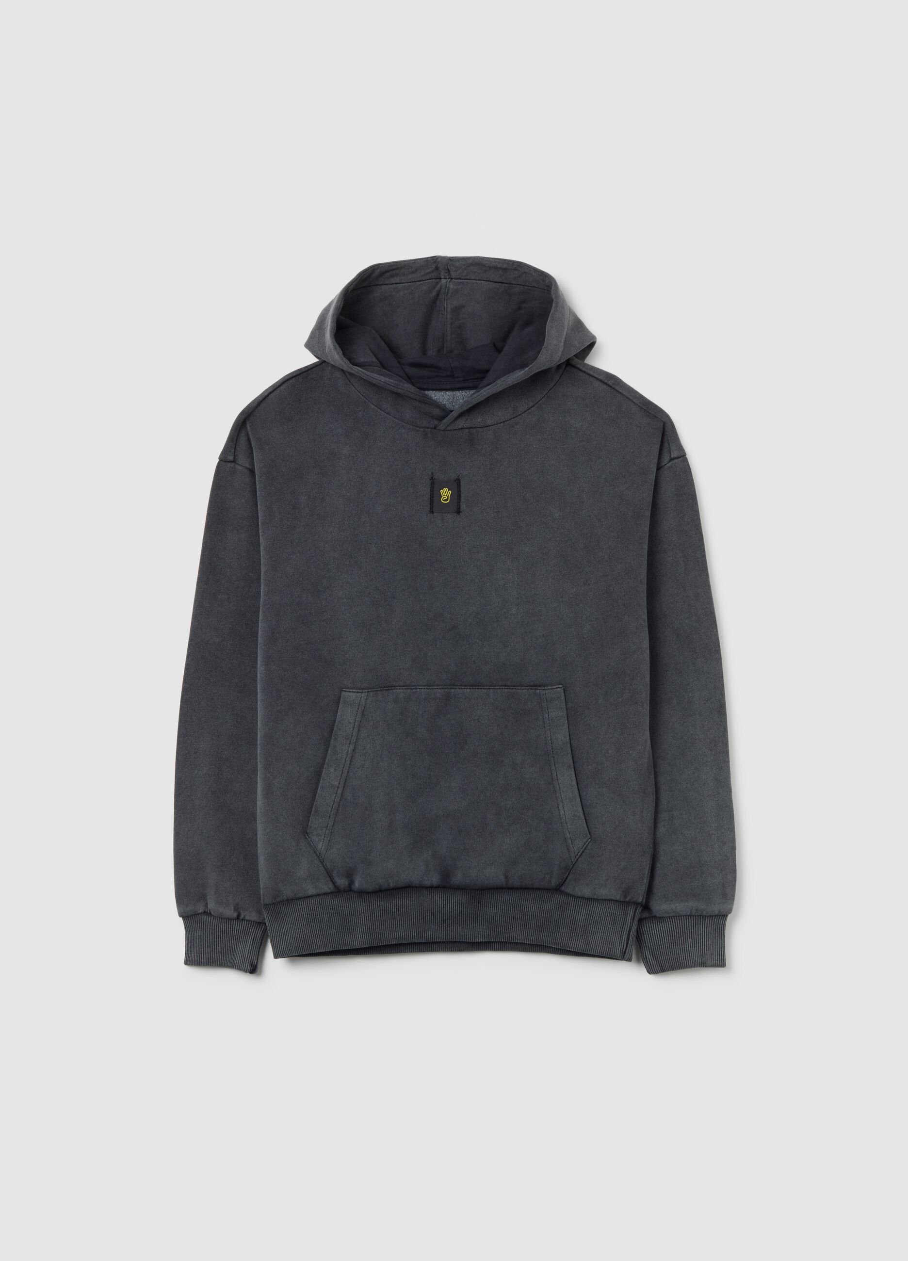 Boys' oversized grey cotton blend hoodie