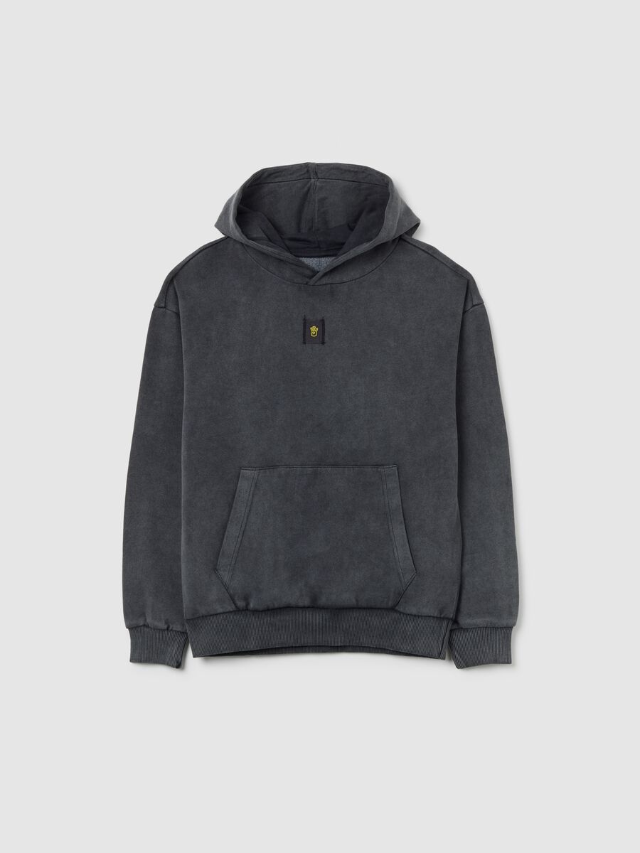 Boys' oversized grey cotton blend hoodie_0