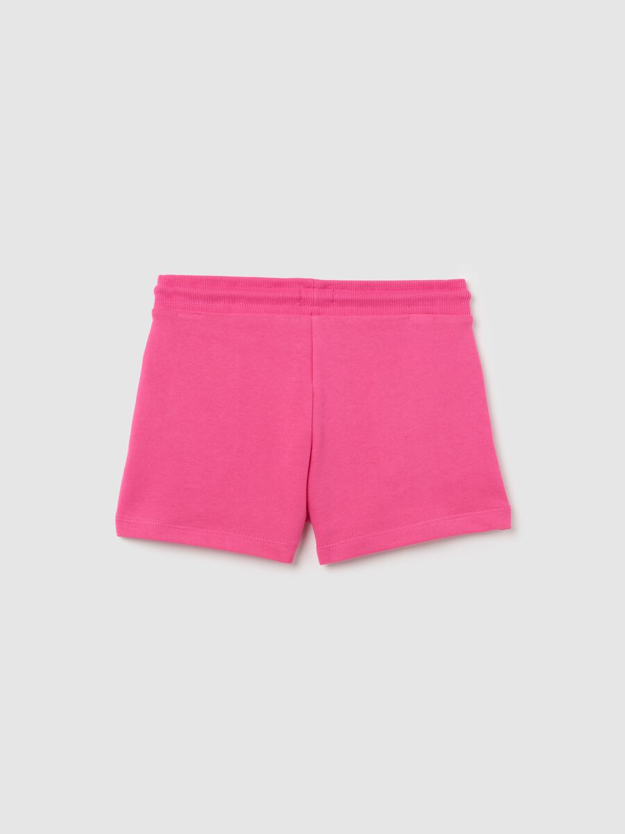 Shorts da ragazza in puro cotone rosa regular fit con vita elasticizzata_4