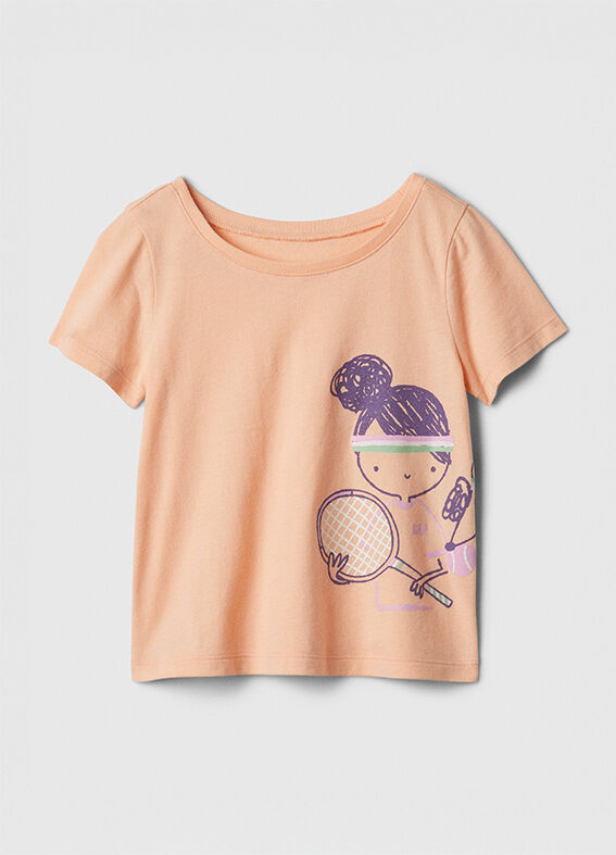 Orange T-shirt with tennis player print