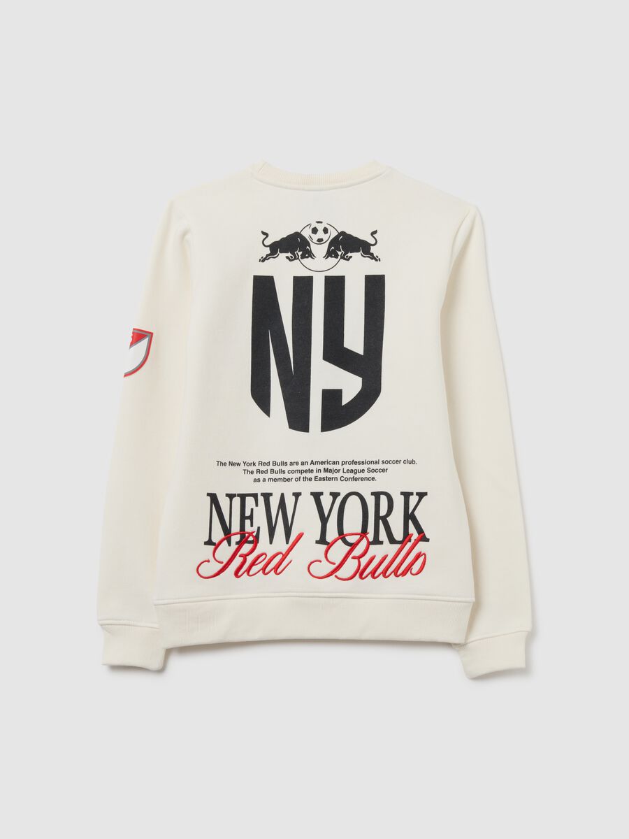 Children's beige cotton blend sweatshirt with regular fit and round neckline_1