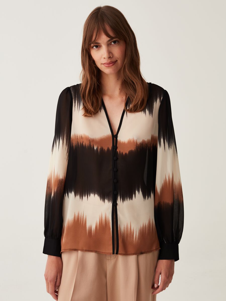 Blusa con bottoni fantasia Dip Dye_3