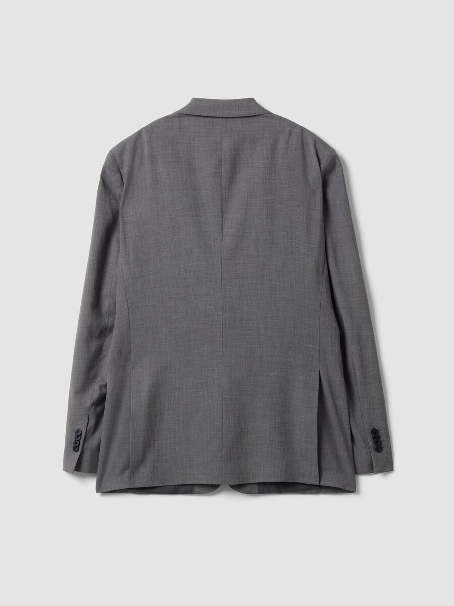 Grey stretch viscose slim-fit blazer with classic lapels_6