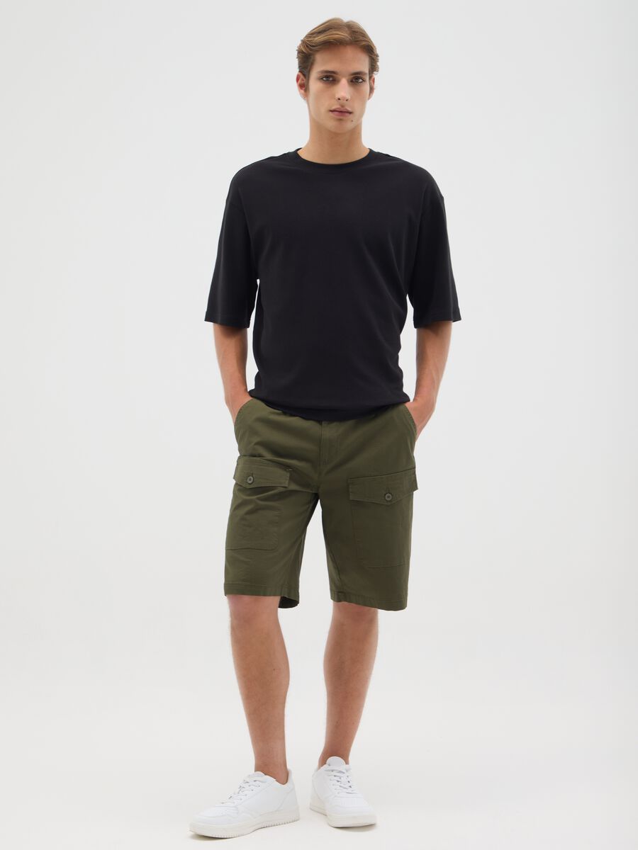 Men's Green Cotton Bermuda Shorts, Regular Fit_0