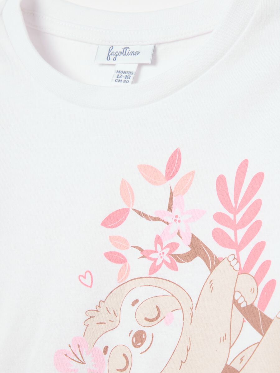 Two-pack white and pink T-shirts in cotton with print and embroidery_3