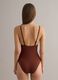 Brown one-piece swimsuit in stretch fabric_2