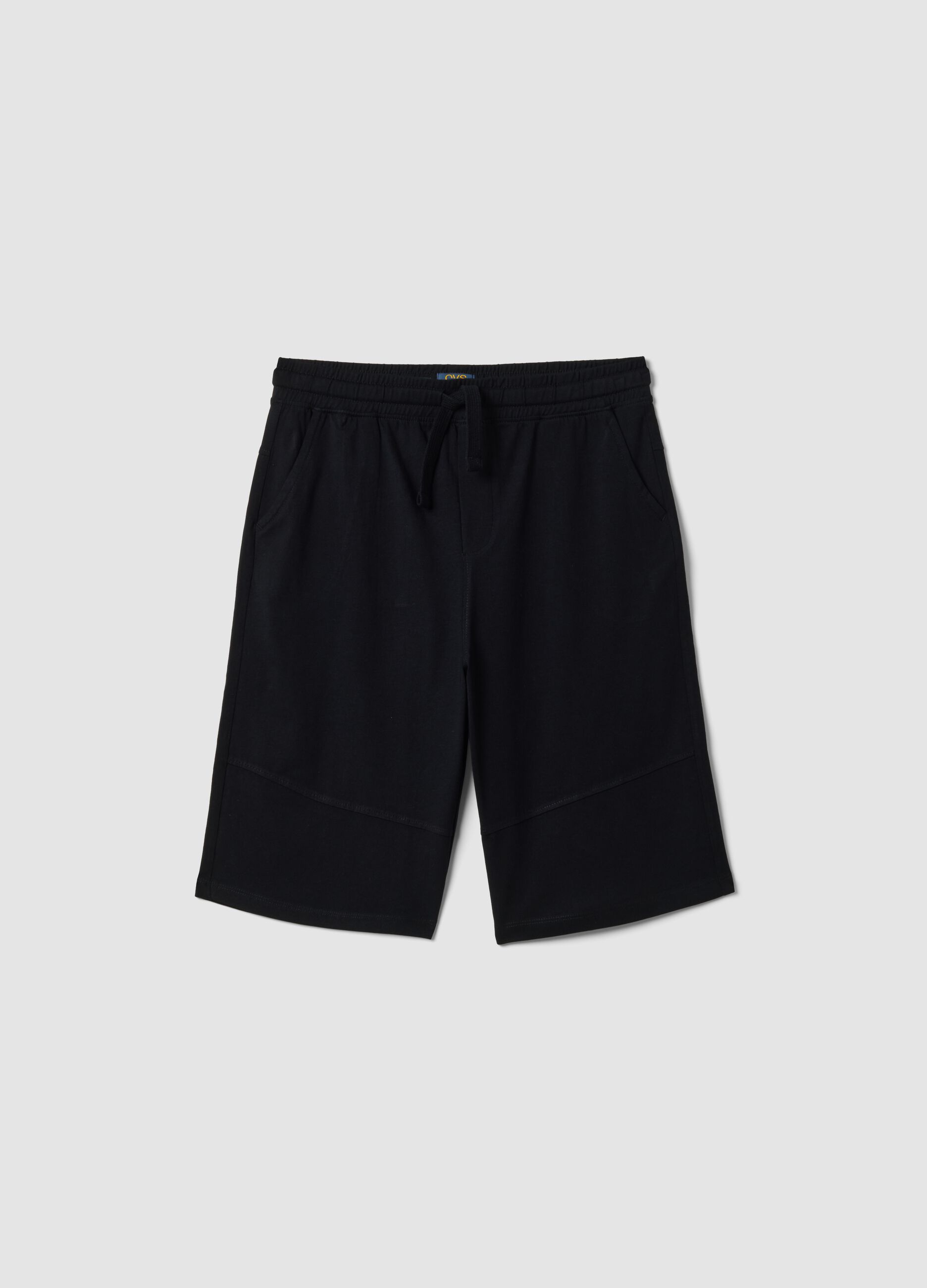 Blue organic cotton shorts with elasticated waist