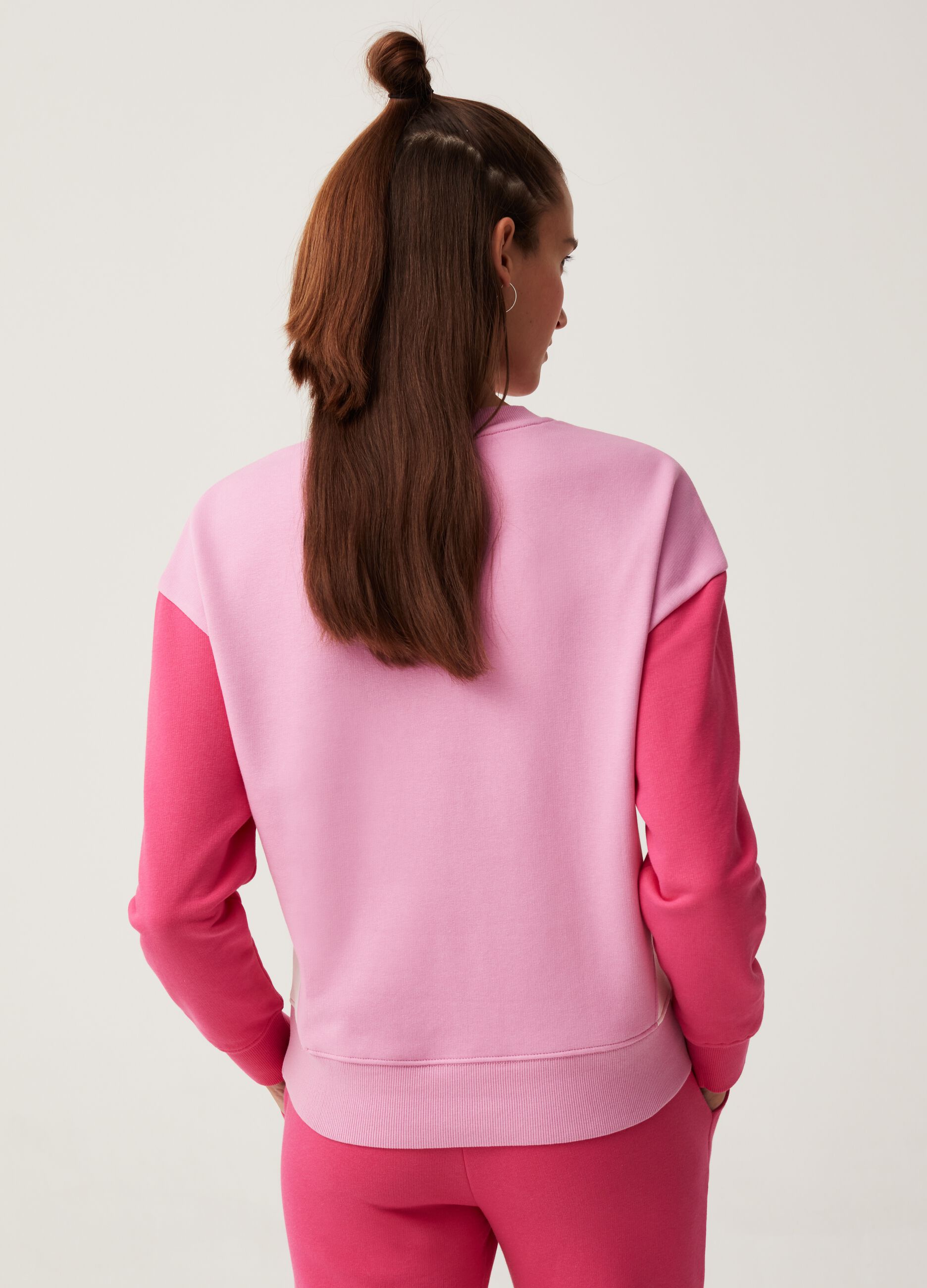 Felpa girocollo Fitness color block_2