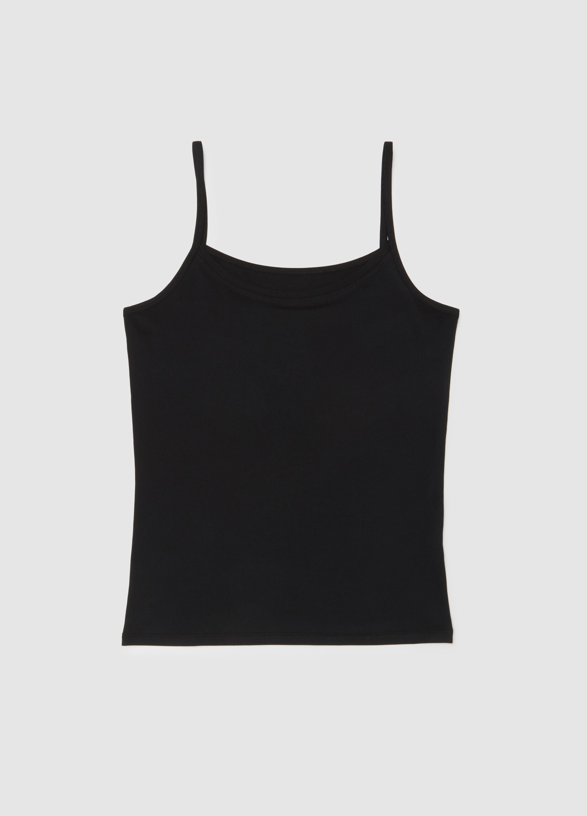 Black stretch fabric top regular fit