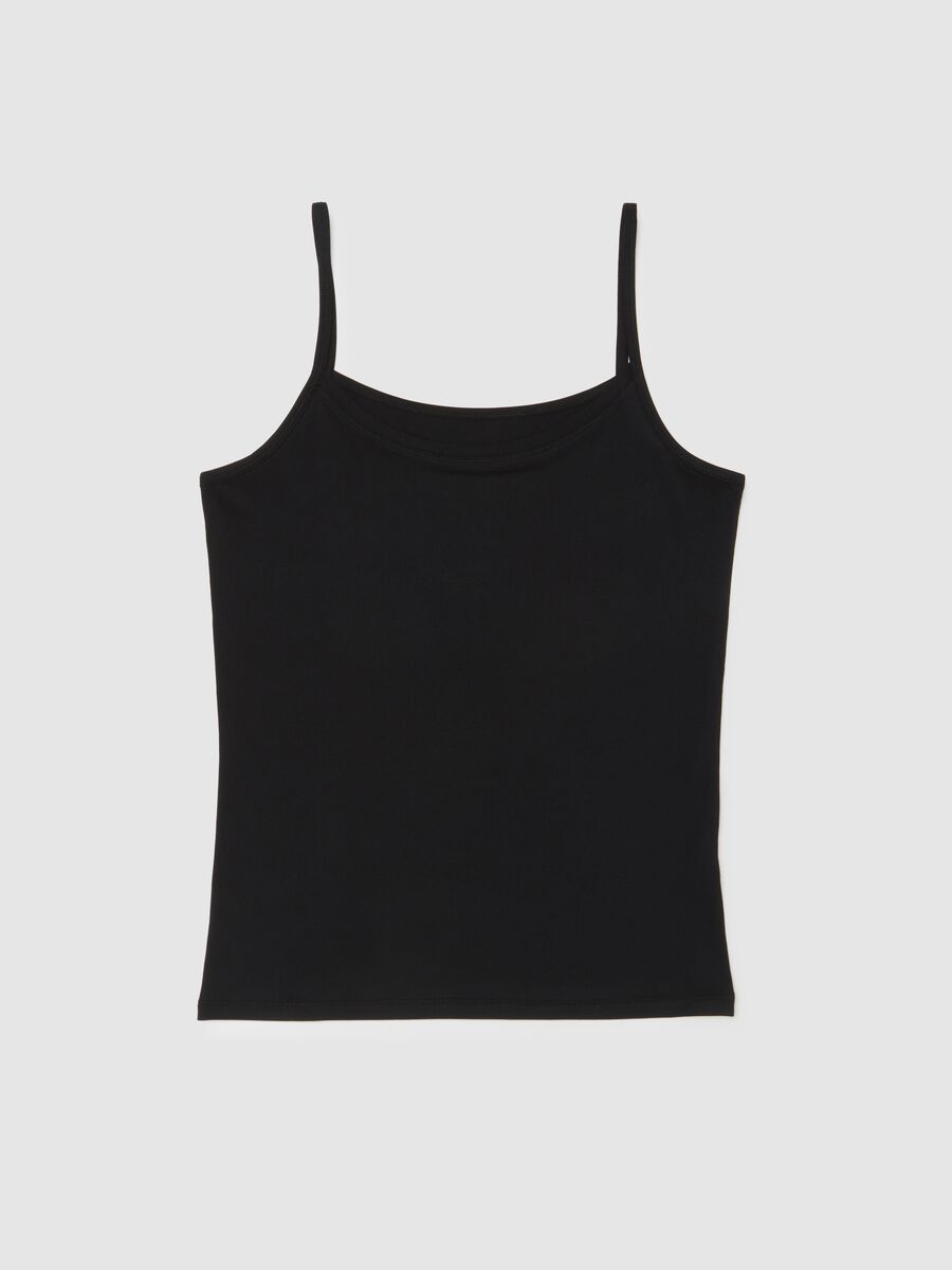 Black stretch fabric top regular fit_0