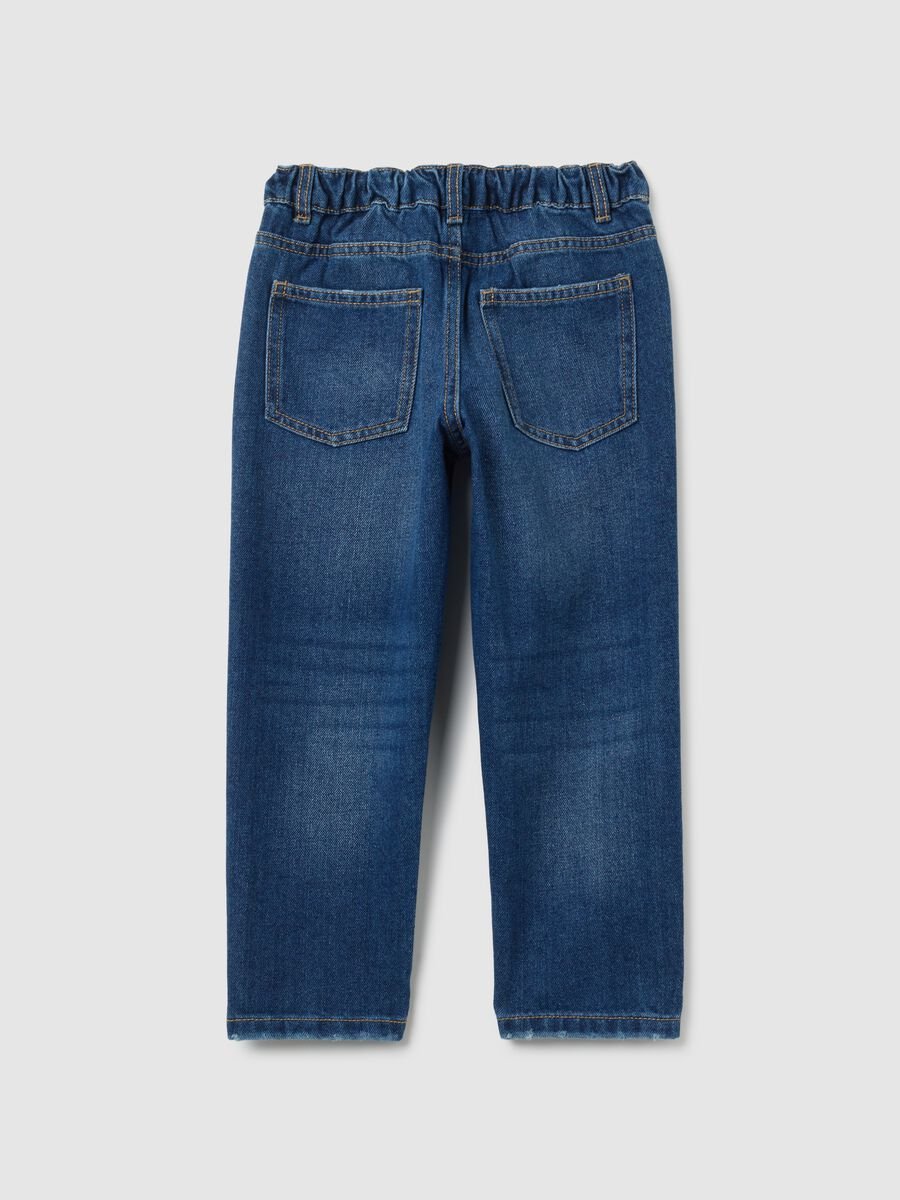 Jeans da bambino in misto cotone blu loose fit_1