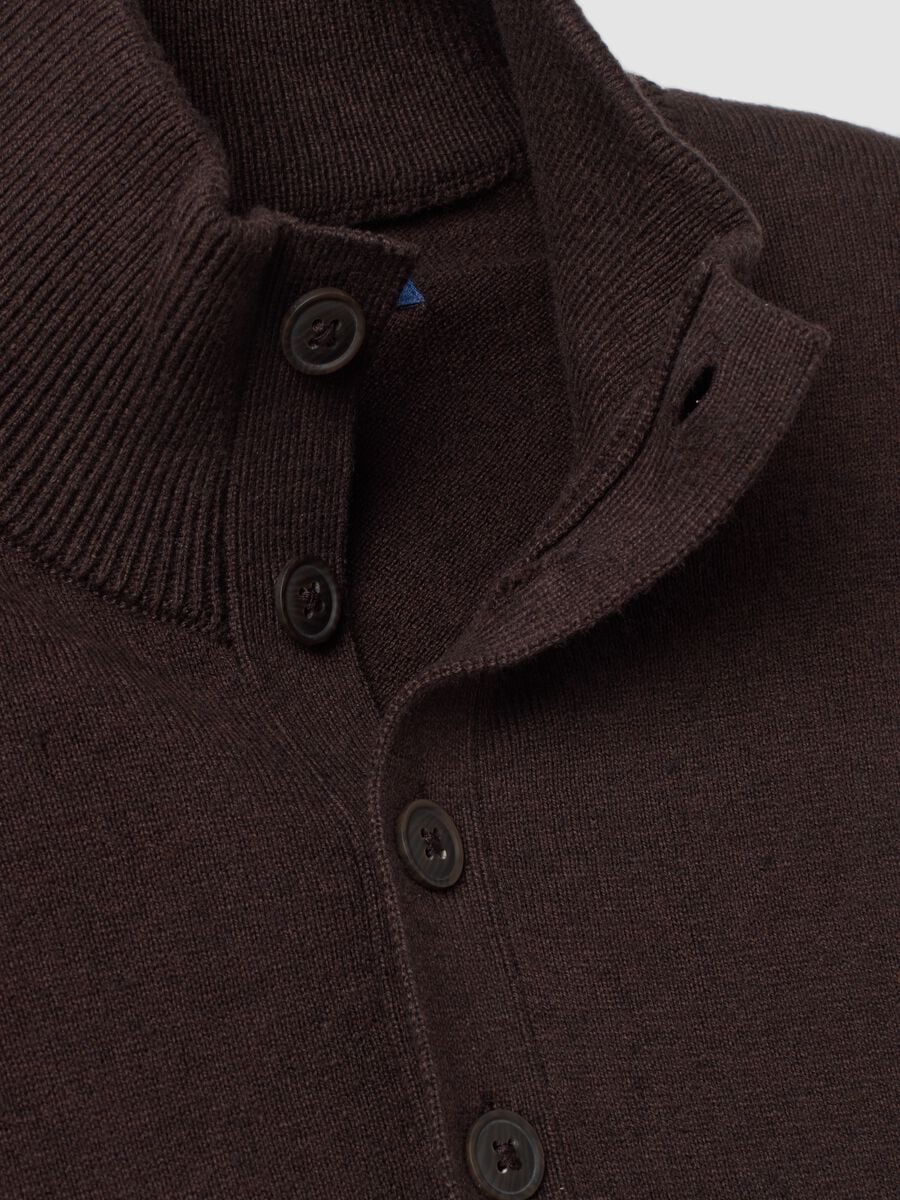 Brown cotton and cashmere blend jumper with collar_1