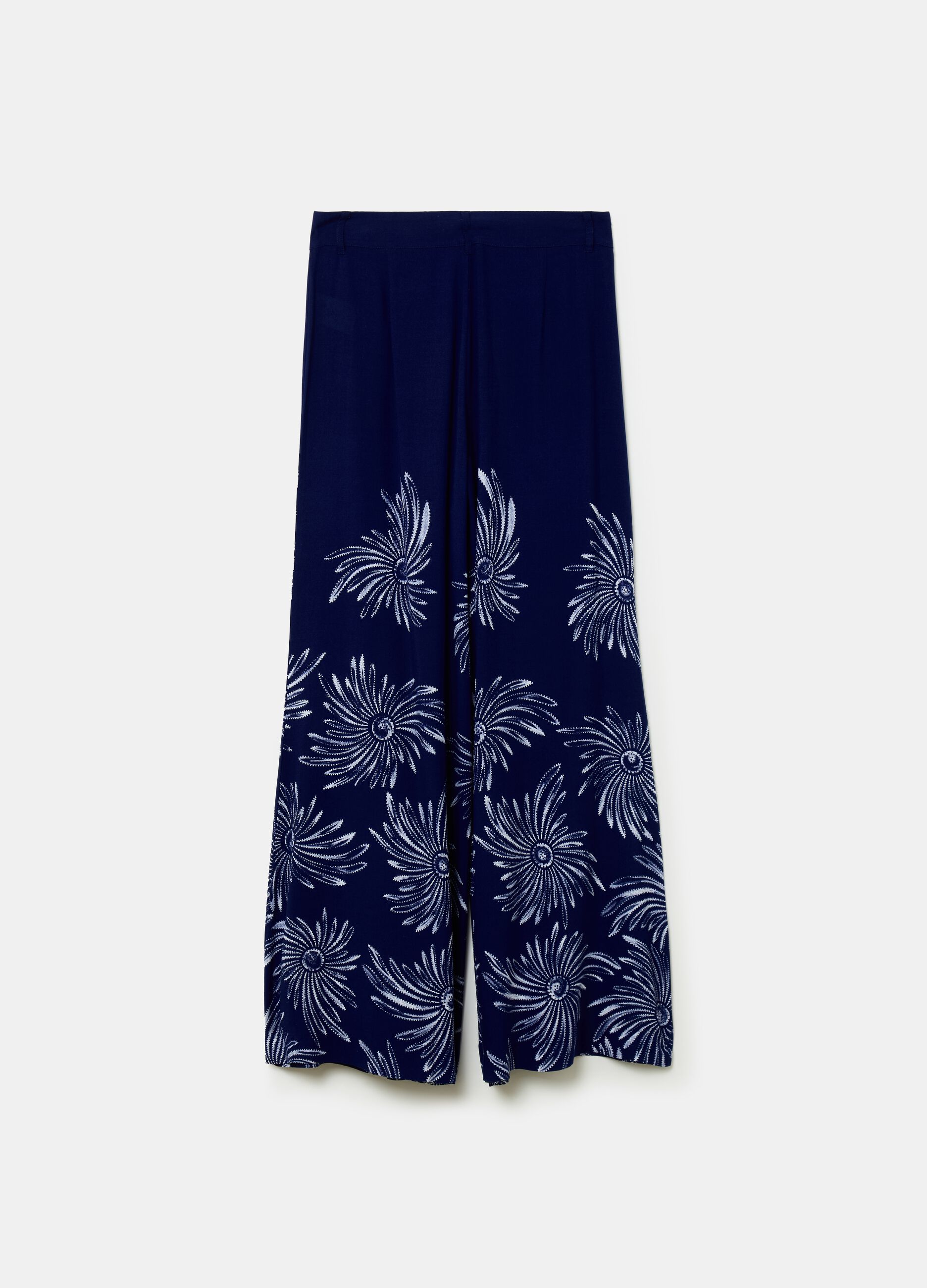 Pantalone flare fit in viscosa con stampa