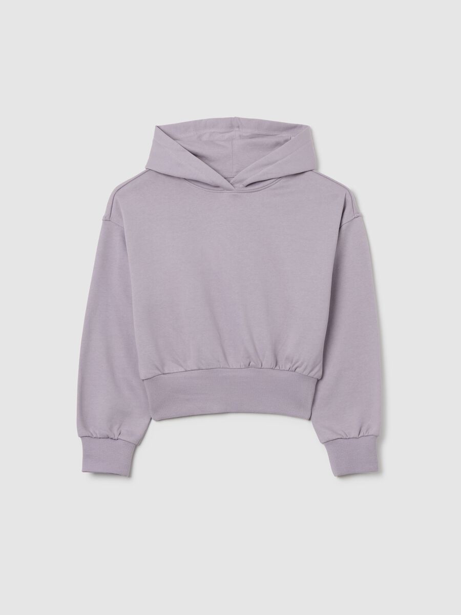 Girls' purple cotton hoodie with regular fit_0
