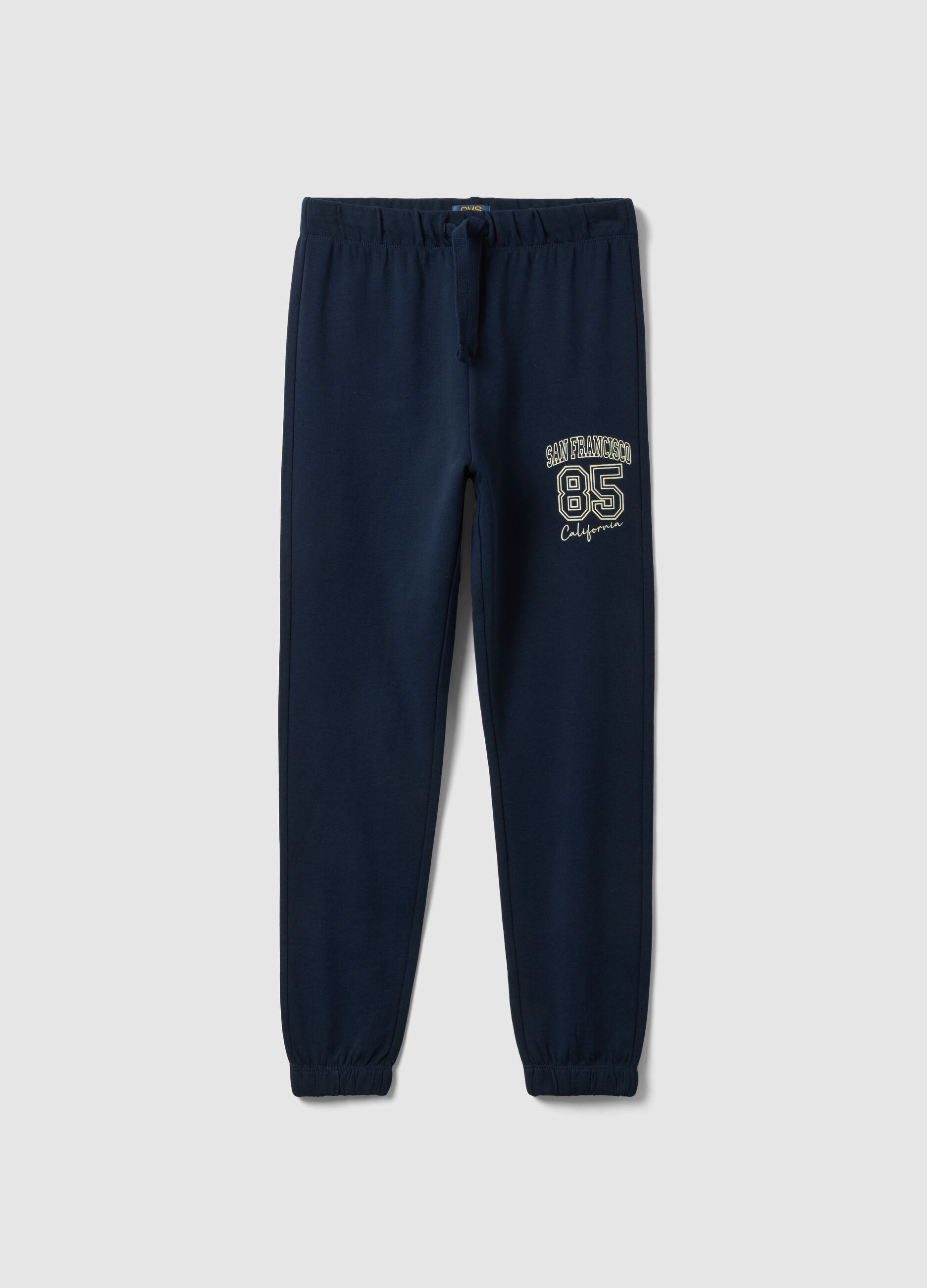 Boys&rsquo; blue cotton-viscose jogger trousers, regular fit