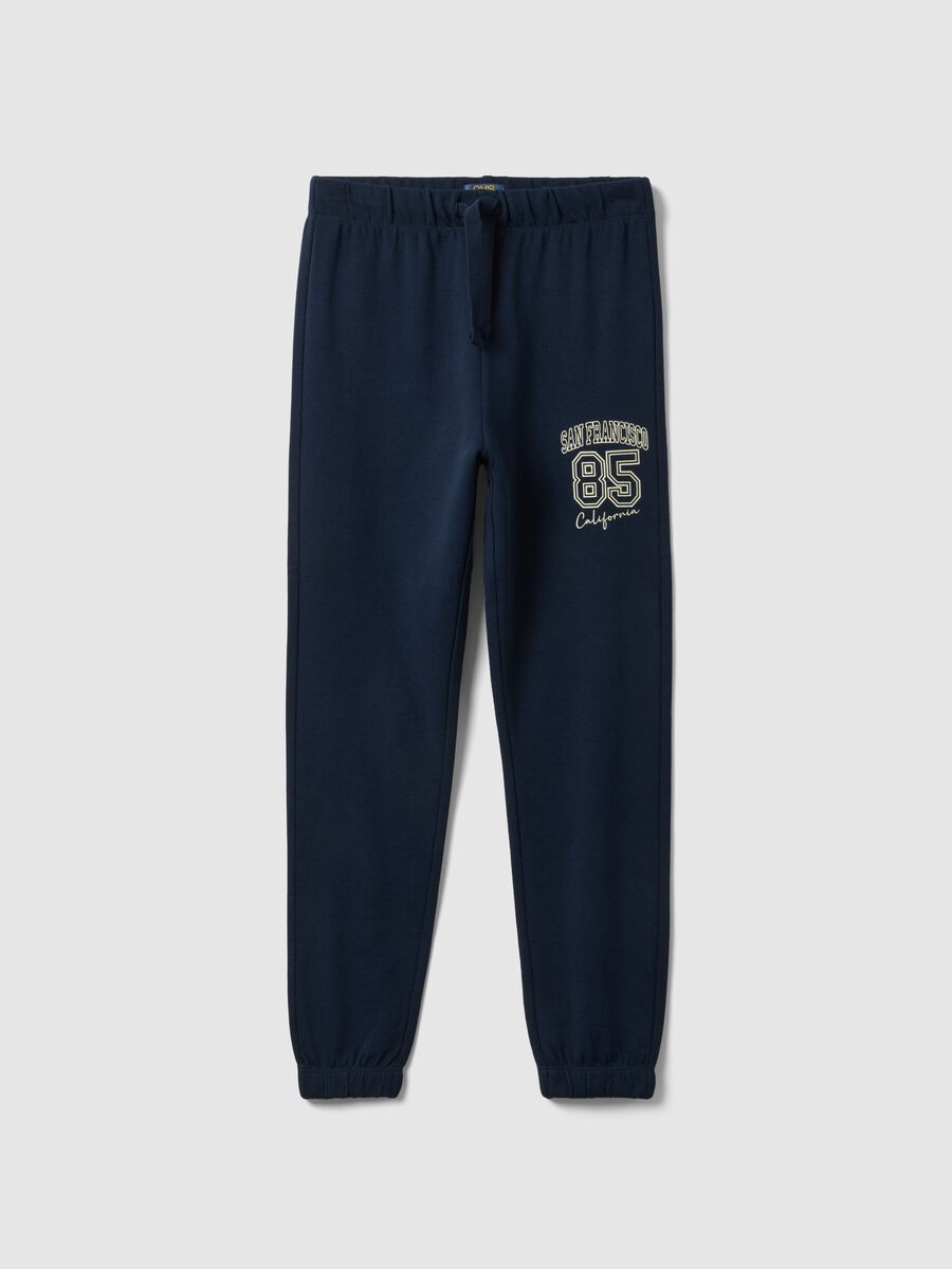 Pantaloni jogger blu in misto cotone e viscosa da ragazzo regular fit_3