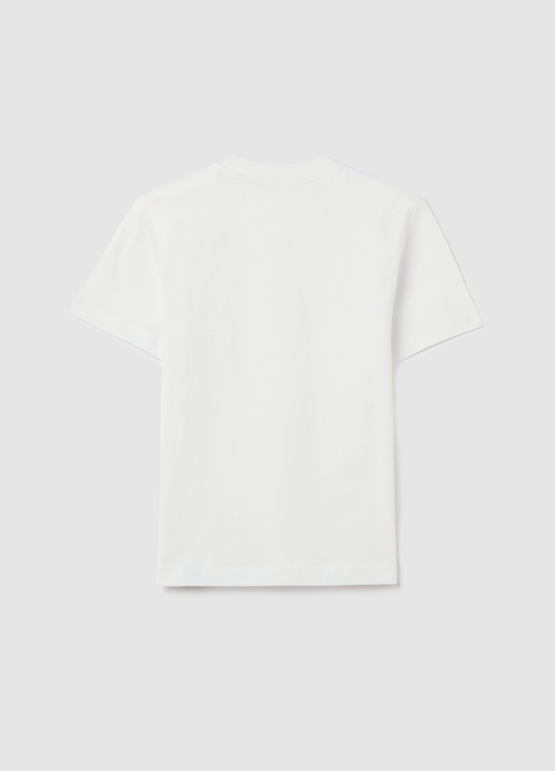 White cotton T-shirt with round neck