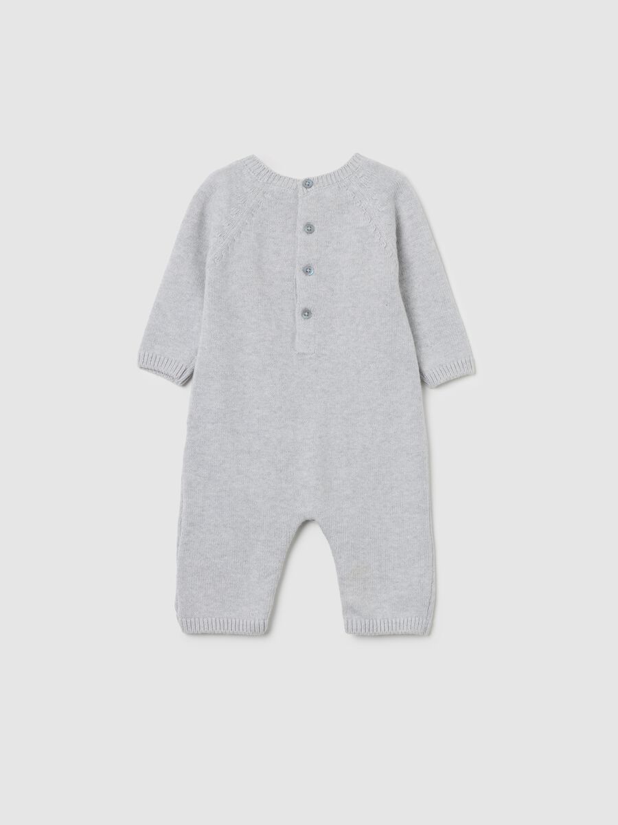 Grey newborn romper in pure cotton with buttons_1
