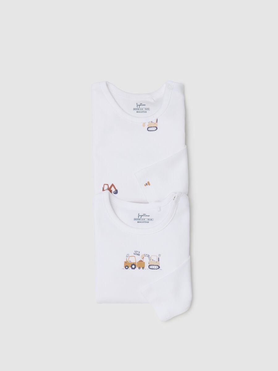 Newborn girl's bi-pack bodysuits in pure white cotton_2