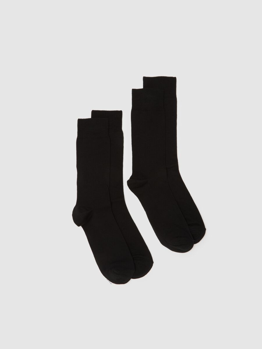 Black Cotton Stretch Socks Twin Pack_0