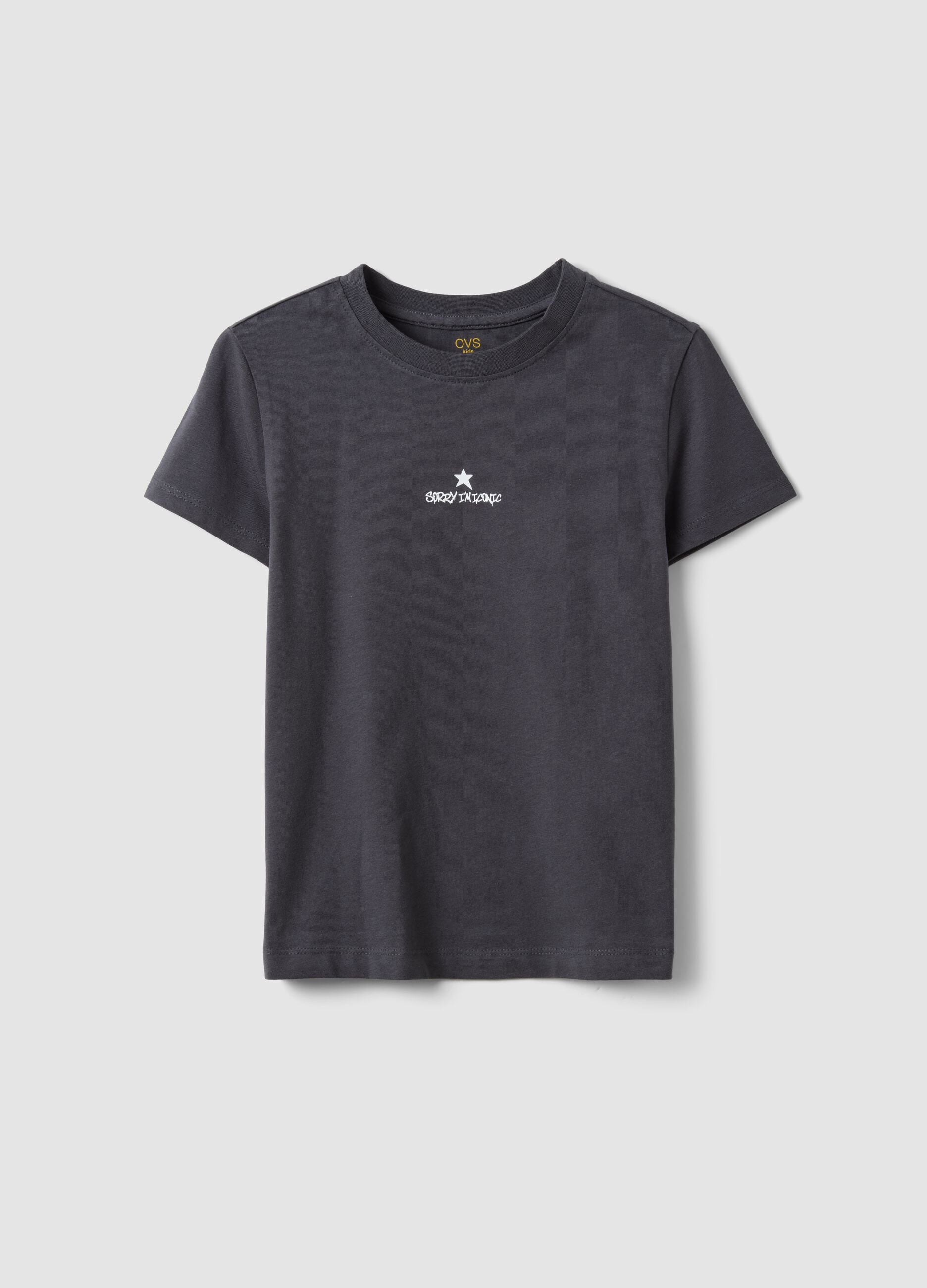 Grey pure organic cotton T-shirt with front and back print for girls