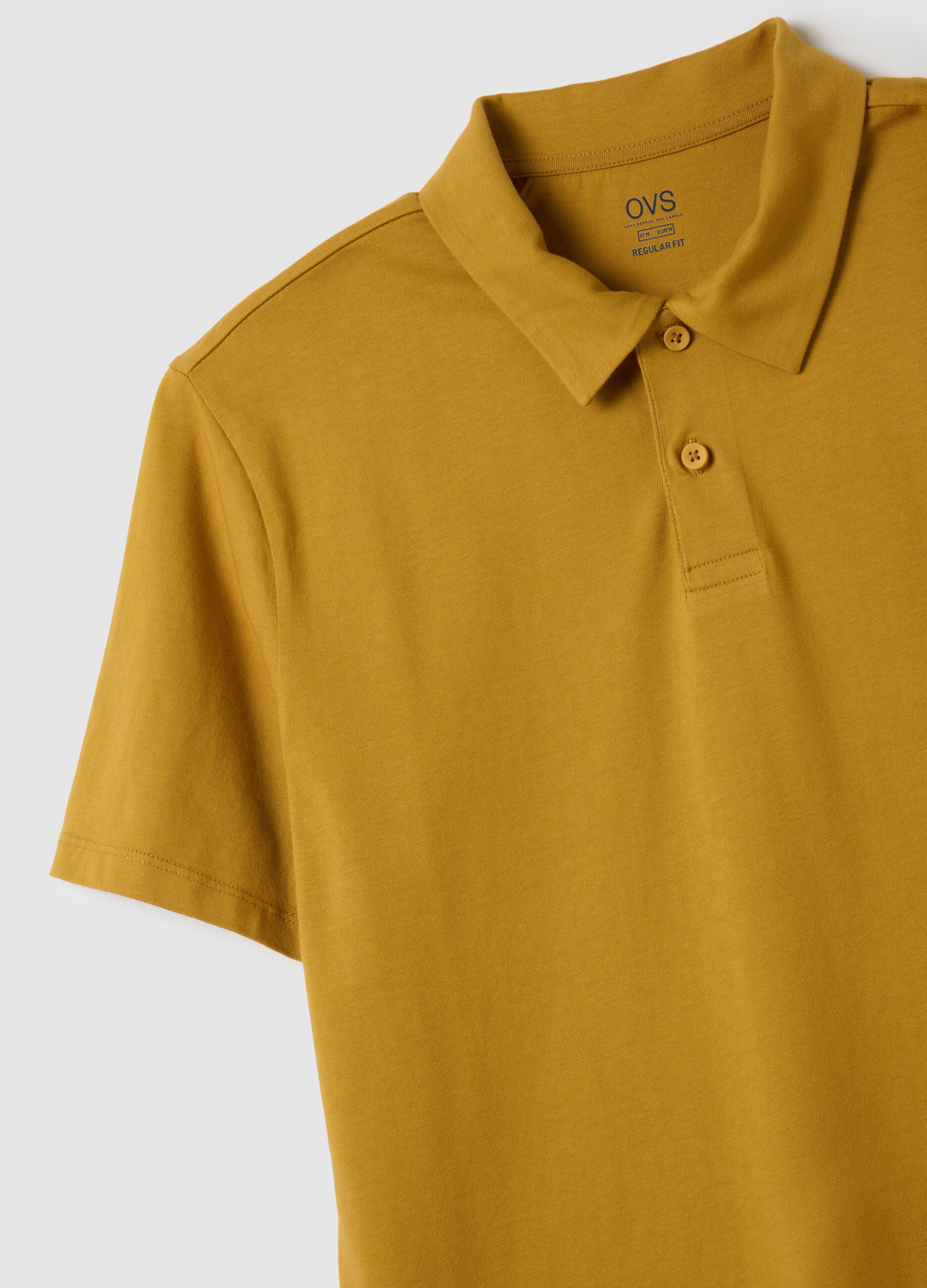 Men's yellow pure cotton polo - regular fit