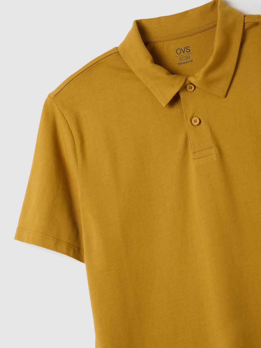 Men's yellow pure cotton polo - regular fit_5