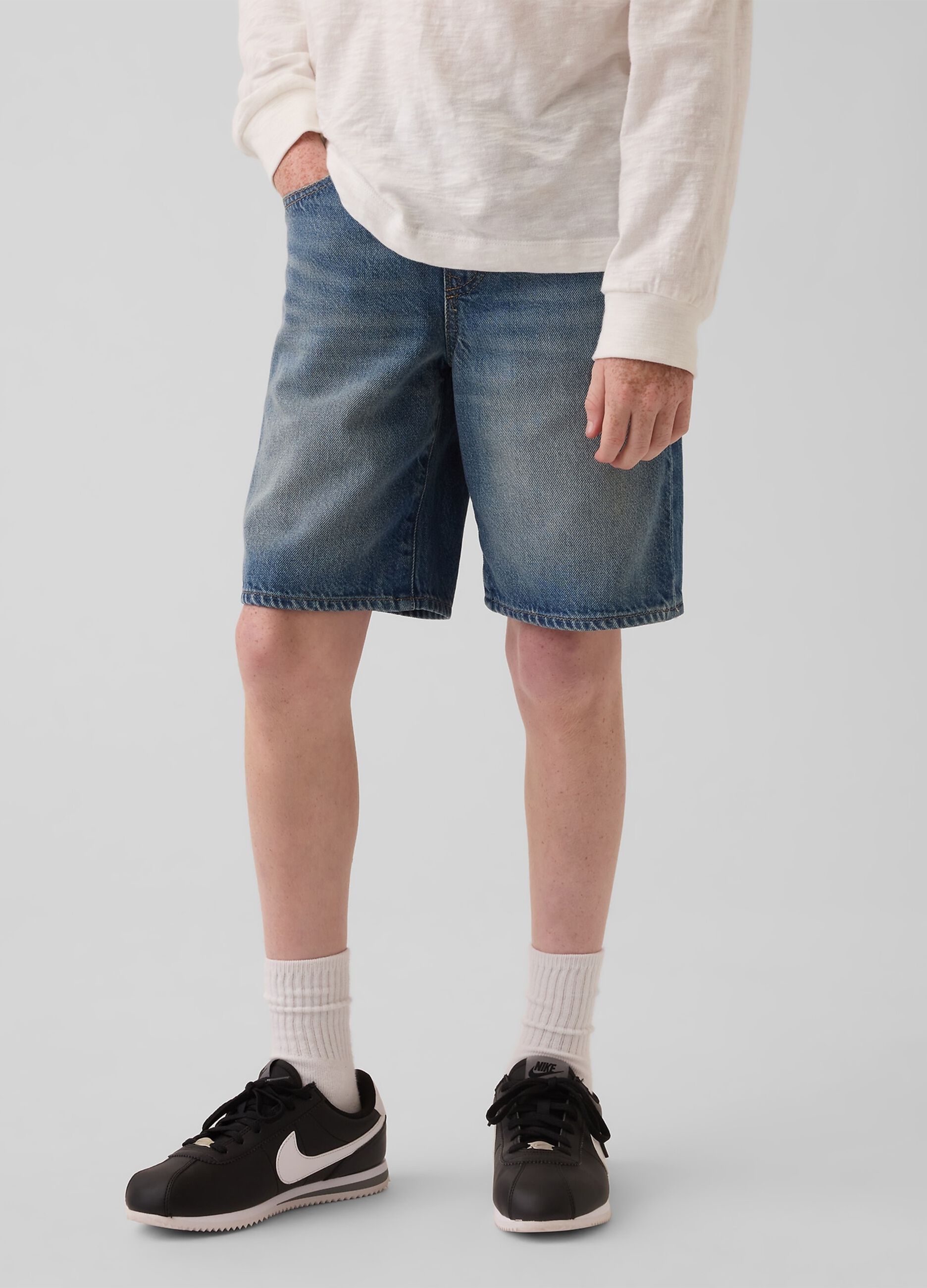 Cotton&ndash;Lyocell Blend Denim Shorts