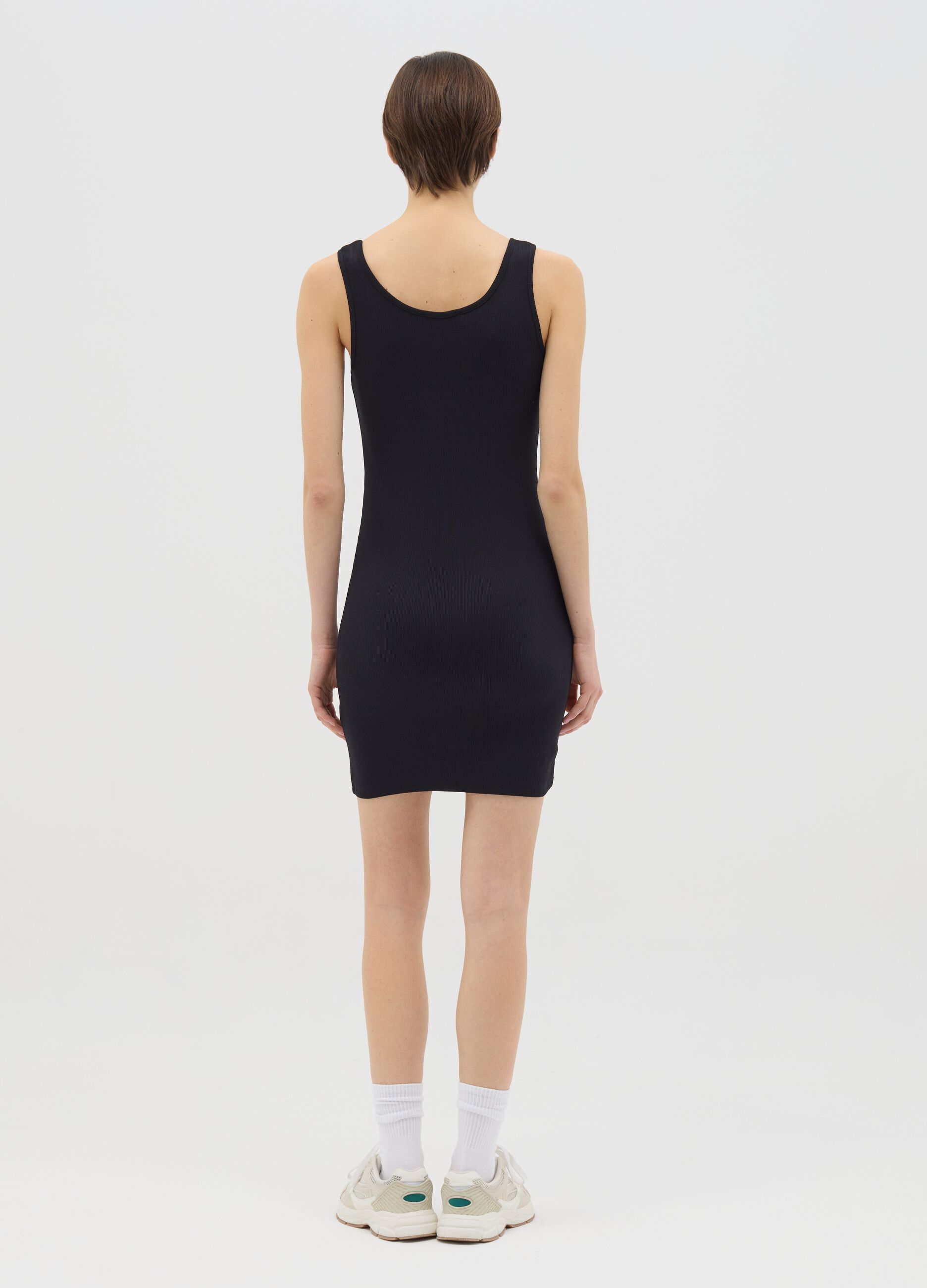 Abito tubino da donna in cotone elasticizzato nero fitted