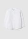 White linen and cotton baby shirt regular fit with mandarin collar_0