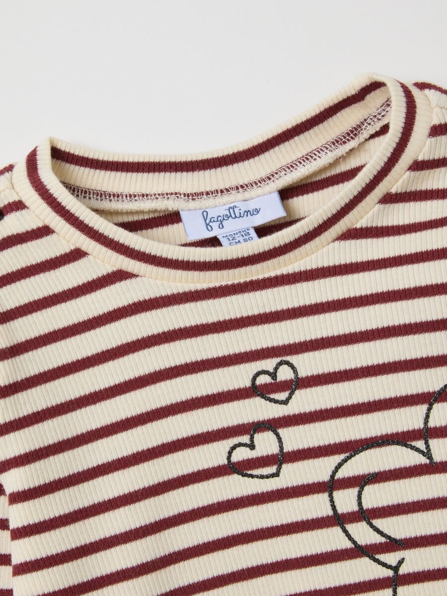 Striped stretch cotton baby bear T-shirt_2